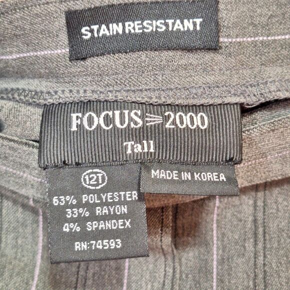 Focus 2000 Womens 12T Pants Gray Stripe Stain Resistant‎ Teflon Coated Stretch - Picture 11 of 14